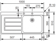 Franke Epos EOX 211 SlimTop, Edelstahlsp�le, Becken links, 127.0380.301, 11081