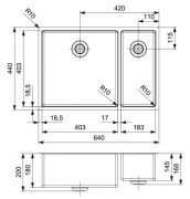 Reginox New York 18x40+40x40, Haupbecken rechts, Edelstahlsp�le, R27868