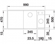 Blanco Axia III 6 S-F Silgranit PuraDur, Farbe alumetallic, Glasschneidbrett, InFino Ablauf, Becken rechts, 523491