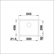 Blanco Subline 500-U Keramik PuraPlus, Farbe basalt, InFino Ablauf, 523739