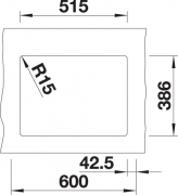 Blanco Subline 350/150-U Keramik PuraPlus, Farbe kristallweiss gl�nzend, InFino Ablauf, 523741