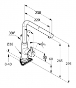 Kludi L-INE XS 3S Auszugsauslauf Hochdruck chrom/matt schwarz, 5023222
