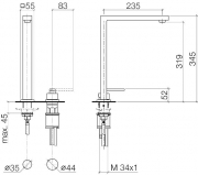 Dornbracht Lot Einhebelmischer, Zweilochbatterie mit Einzelrosetten, Hochdruck, Dark Platinum geb�rstet, 32800680-99