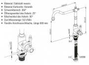 Villeroy & Boch Armatur Avia, Edelstahl massiv geb�rstet, 924000LC