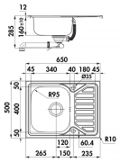 Naber-CONTURA� Nava 1 Einbausp�le, Edelstahl, Set inkl. Armatur, 1041064