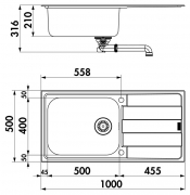 Naber-CONTURA� Riva 3 Einbausp�le, Set inkl. Armatur, 1041052