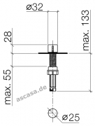 Einzelstck Dornbracht Exzenterbettigung ohne Rosette, mit Drehknopf, Platin matt, 10712970-06