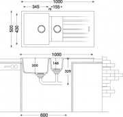Naber Angola 150, Einbausp�le, granit magnolia, 1106015