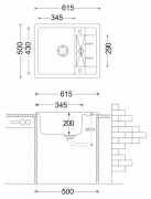 Naber Corto 615, Einbausp�le, granit metallico, 1106083