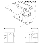 Naber Selectakit Bio Trio DT, Abfallsystem, anthrazit, mit Biodeckel, 8012089