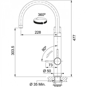Franke Vital Festauslauf Einhebelmischer, Hochdruck, Chrom/Gun Metal, 120.0551.218, 12579