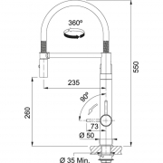 Franke Vital Semi Pro Einhebelmischer, Hochdruck Schlauchbrause, Black matt/Edelstahloptik, 120.0551.242, 11430