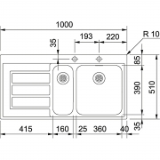 Franke Epos EOX 251 SlimTop Becken rechts, 127.0380.239, 11067