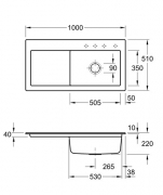 Villeroy & Boch Subway 60 XL, Farbe AM Almond, Classicline, Becken rechts oder Becken links
