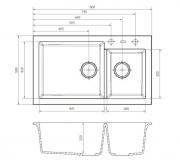 Reginox Amsterdam 25, Regi-Granit Einbausp�le, Farbe caffe silvery, R31100
