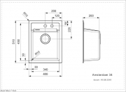 Reginox Amsterdam 34, Regi-Granit Einbausp�le, Farbe black silvery, R33531