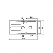 Teka STONE 60 B-TG 1 1/2B 1D AUTO, Tegranit+ Einbausp�le 60 cm, Alu Grau Metallic-Effekt, 115360007