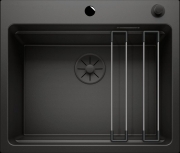 Blanco Etagon 6 Black Edition Etagenbecken, Silgranit PuraDur 2, schwarz, InFino Ablauf, 526339