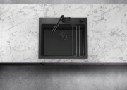 Blanco Etagon 6 Black Edition Etagenbecken, Silgranit PuraDur 2, schwarz, InFino Ablauf, 526339