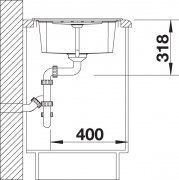 Blanco Lexa 45 S Silgranit PuraDur 2, Farbe schwarz, InFino Ablauf, 525900