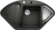 Blanco Delta II Eck-Einbau-Sp�le Silgranit PuraDur, Farbe schwarz, InFino Ablauf, 525867