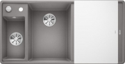 Blanco Axia III 6 S-F Silgranit PuraDur, Farbe alumetallic, Glasschneidbrett, InFino Ablauf, Becken links, 524671