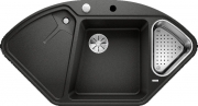 Blanco Delta II-F Eck-Einbau-Sp�le Silgranit PuraDur, fl�chenb�ndig, Farbe schwarz, InFino Ablauf, 525868