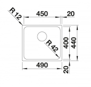 Blanco Solis 450-U Unterbausp�le, Edelstahl b�rstfinish, InFino Ablauf, 526120