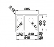 Blanco Solis 340/180-U Unterbausp�le, Edelstahl b�rstfinish, InFino Ablauf, Becken links, 526129