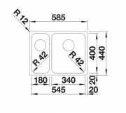 Blanco Solis 340/180-U Unterbausp�le, Edelstahl b�rstfinish, InFino Ablauf, Becken rechts, 526128
