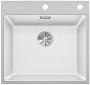 Blanco Subline 500-IF/A SteelFrame Silgranit PuraDur, Edelstahlrahmen, Flachrand, Farbe schwarz, InFino Ablauf, 525999