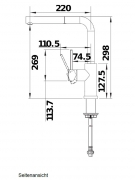 Blanco Lanora-S-F Edelstahl geb�rstet, Hochdruck Zugauslauf, 526180