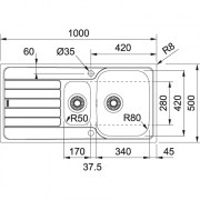 Franke Smart SKL 651 Einbausp�le Edelstahl Leinen, Excenterventil, reversibel, 101.0626.707, 12354
