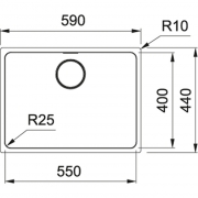 Franke Mythos MYX 110-55 Unterbaubausp�le Edelstahl, Integralablauf, 122.0625.058, 12689