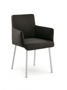 Naber Tablon Diego K Stuhl, Gestell edelstahlfarbig, Bezug dunkelgrau, 3038214