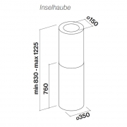 Falmec Polar IS 35, Gold, 35 cm, Inselhaube, MIT 5 JAHREN GARANTIE