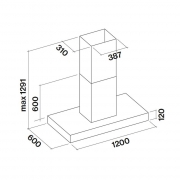 Falmec Line Pro IS, Edelstahl geb�rstet, 120 cm, Inselhaube, mit 5 Jahren Garantie