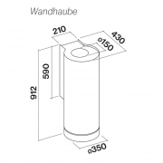 Falmec Polar W 35, schwarz, 35 cm, Wandhaube, mit 5 Jahren Garantie