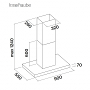 Falmec Plane IS 90 Black, schwarz, 90 cm, Inselhaube, mit 5 Jahren Garantie