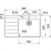 Franke Mythos MYX 211 A-86 SlimTop, Flachrand, Edelstahl geb�rstet, Becken rechts, 127.0642.000