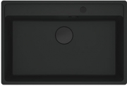 Franke Maris MRG 210/110-72 A Fragranit+, fl�chenb�ndig Unterbau, Armaturenbank, Drehknopfventil, Black Matt-Black Collection, 114.0659.151