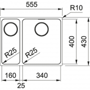 Franke Mythos MYX 160-34-16 Unterbaubausp�le Edelstahl, Integralablauf, Handbet�tigung, 122.0658.059