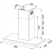 Franke T-shape Avant-silence - FTLN H45 X/BK GLAS A90 Wandhaube Edelstahl, Glas schwarz, 325.0657.267, Mit 5 Jahren Garantie!