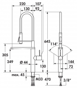 KWC Ono Highflex 2, Einhebelmischer chrom, Hochdruck, 5022103