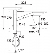 KWC Ono 8, Einhebelmischer chrom, Hochdruck Schlauchbrause, 5022339