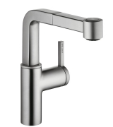 KWC Ava 5, Einhebelmischer edelstahlfinish, Hochdruck Schlauchbrause, 5022112