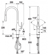KWC Sin 3, Einhebelmischer chrom, Hochdruck Schlauchbrause, 5022191