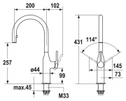 KWC Sin 2, Einhebelmischer chrom, Hochdruck Schlauchbrause, 5022192