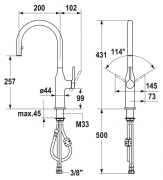 KWC Sin 2, Einhebelmischer chrom, Hochdruck Schlauchbrause, 5022192