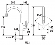 KWC Sin 1, Einhebelmischer chrom, Hochdruck, 5022193